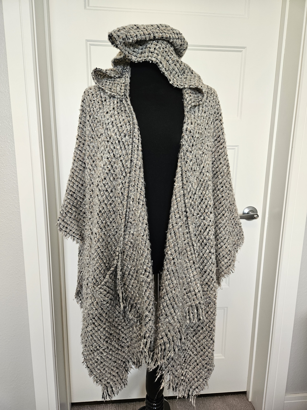 Apt. 9 Hooded Knit Poncho in Heathered Gray